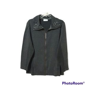 Avenue Gray Jacket with Stud Accented Collar, 22/24